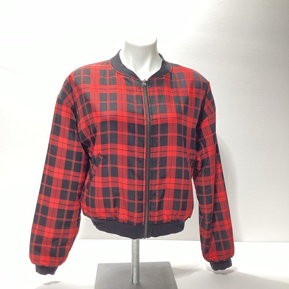 Forever 21 Buffalo Plaid Print Bomber Jacket